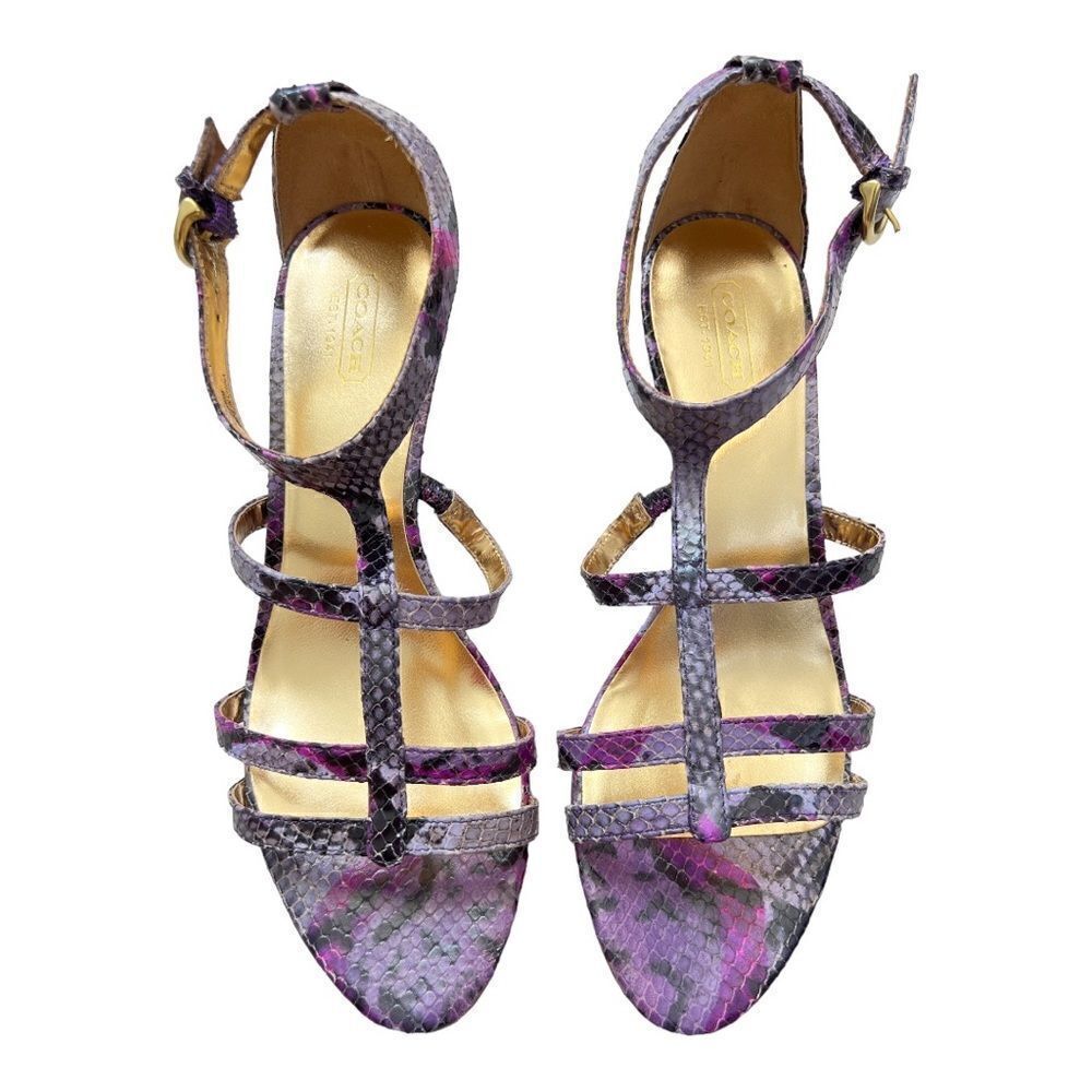 COACH  Purple-Pink Python Strappy heels SIze 9B